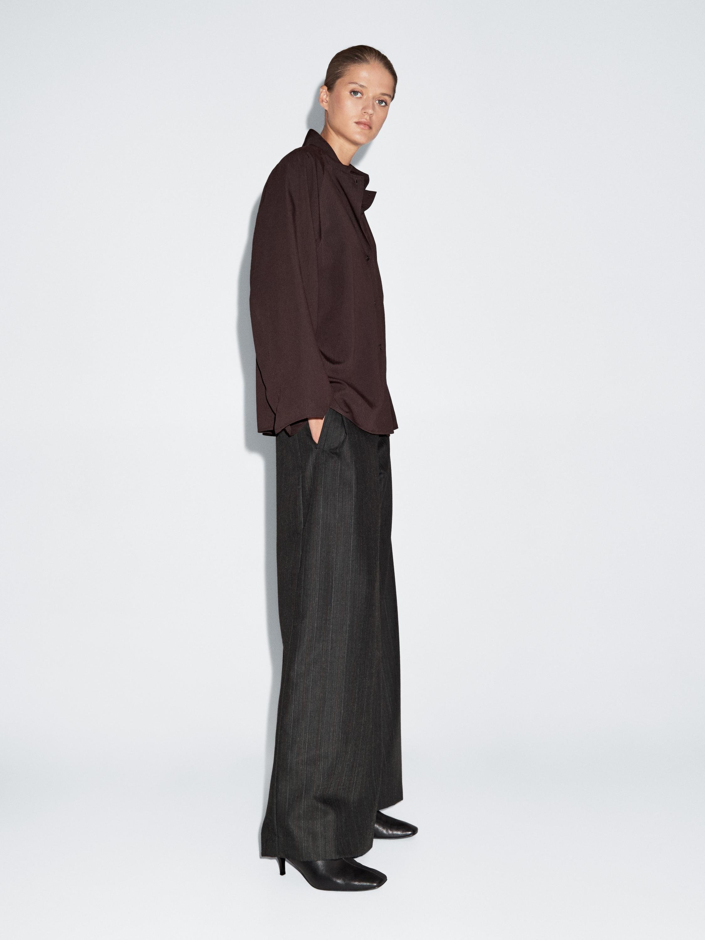 Striped wool blend wide-leg trousers